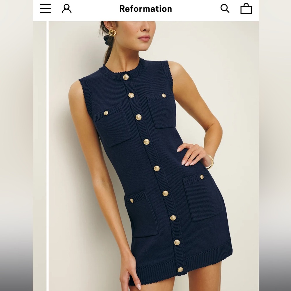LIKE NEW Reformation Catalina Cotton Navy Mini Dress